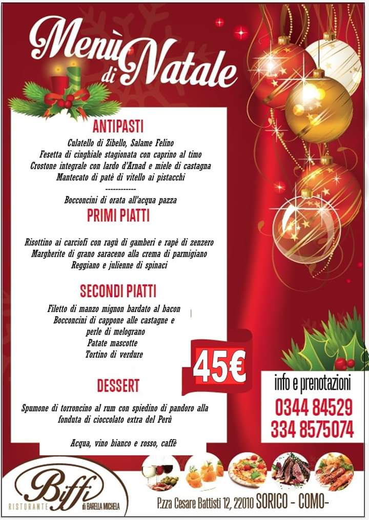 Idee Menu Natale.Menu Natale 2019 Al Ristorante Biffi A Sorico Nell Alto Lario Lago Di Como